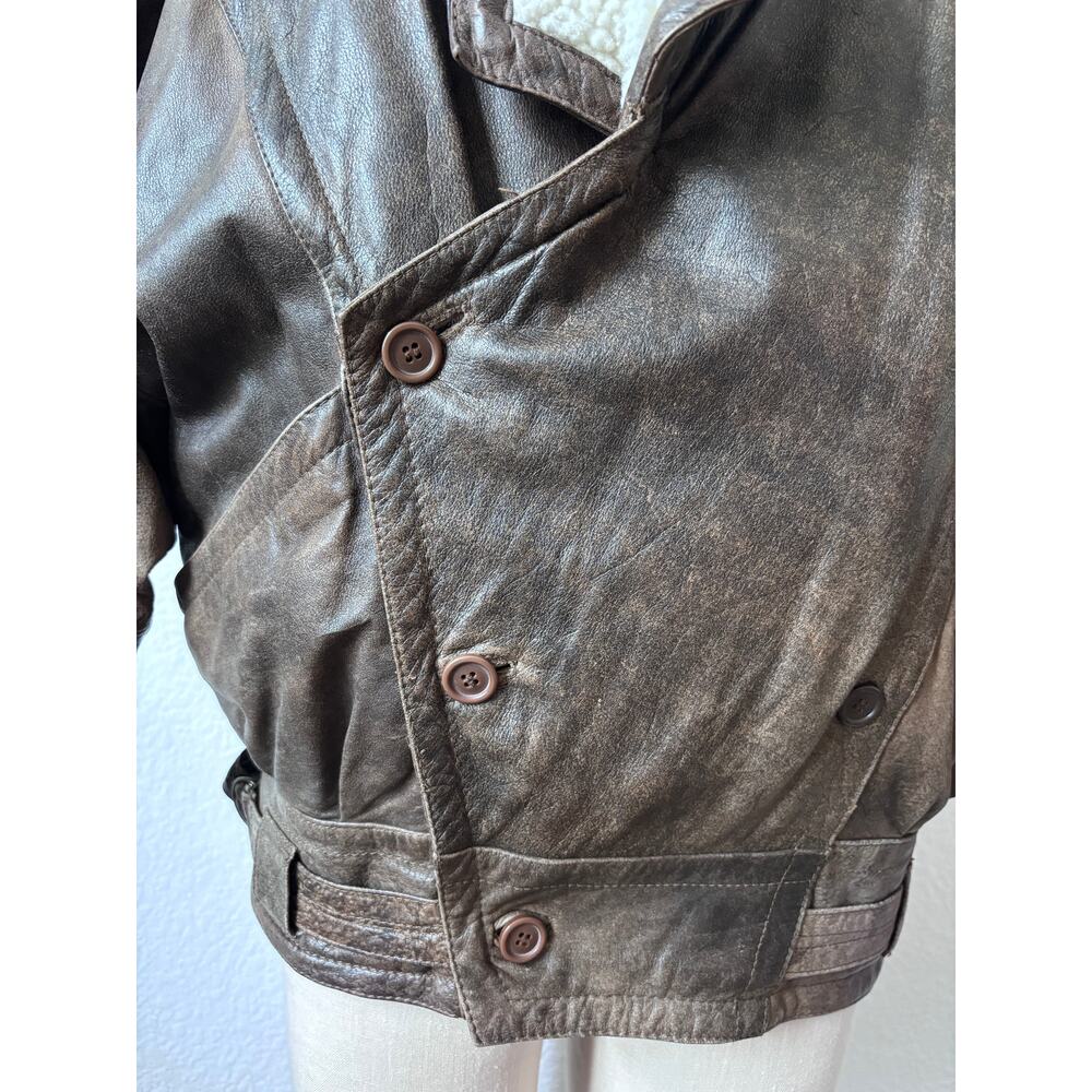 Cosi Puomo - Men's Vintage Leather Aviator Bomber Jacket Size M - Picture 5 of 15